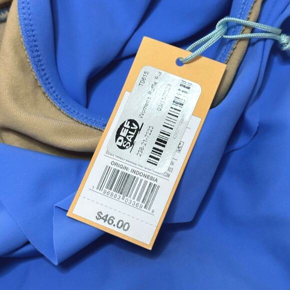 KONA SOL One Piece Bikini Ruched Ruffle Swim V-Neck Full Coverage Blue 22 - Picture 12 of 13